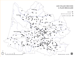 Carte villes neuves de l'ouest de la France au Moyen-Age